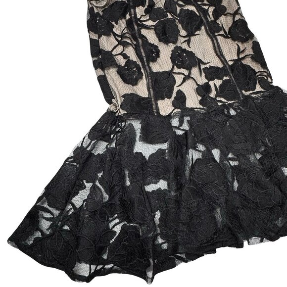 Lulus Floral Lace Midi Dress Sz S Black Gothic Romantic Event Formal Dark Fairy - Picture 8 of 14
